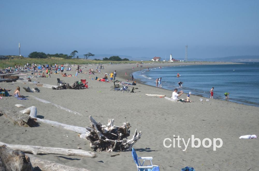 Popular sandy beach at Fort Worden.