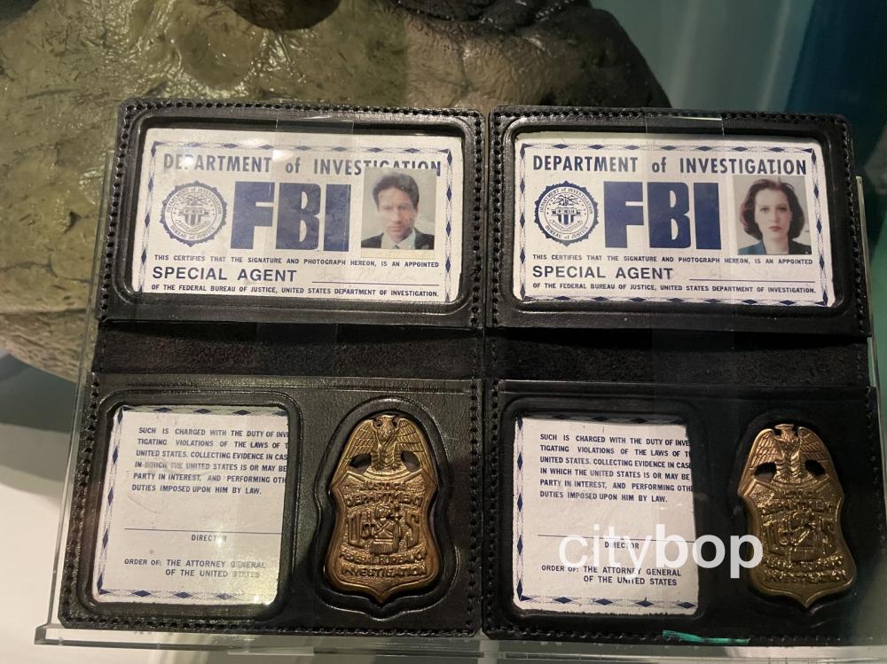 Scully and Mulder's ID passes from the X-Files, at the Museum of Pop Culture in Seattle.